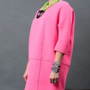 Banana Republic Seamed Shift Dress Bubblegum Pink Neon Lined Size 2 BARBIECORE